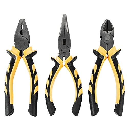 Image of Tekbox 3 Piece Heavy-Duty Pliers Set / 160mm Snips Combination Plier Hand Tool