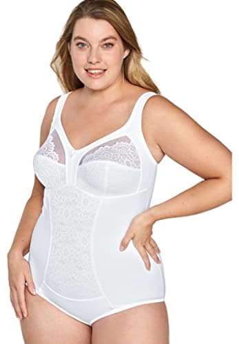 Image of Naturana Ladies Firm Control Corselette with Wide Adjustable Straps and Lace Panels White 38D