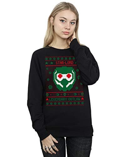 Image of Marvel Women's Guardians Of The Galaxy Vol. 2 Star Lord Fair Isle Sweatshirt Black Medium