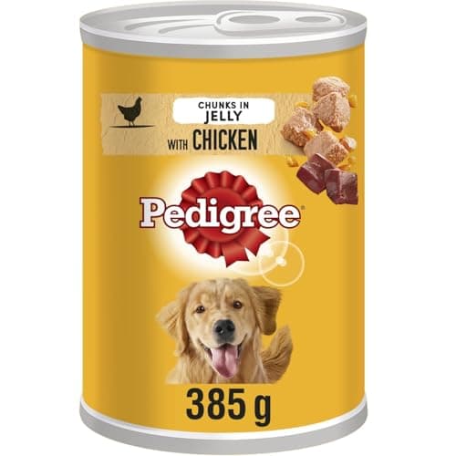 Image of 12 x 385g Pedigree Adult Wet Dog Food Tins Chicken in Jelly Dog Can
