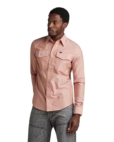 Image of G-Star Men's Marine Slim Shirt, Multicolor (burned orange/white oxford D24963-7665-D140), L