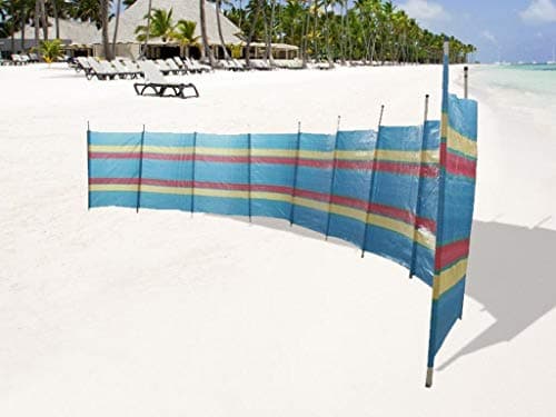 Image of Abaseen Extra Tall Colourful 12ft x 5ft (6 Pole) Wind Break for Camping, Caravan, Festival and Beach Windbreaker