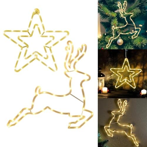 Image of Daniel James LED Christmas Window Light – Warm White Large Star Hanging Silhouette Light - Battery Powered Light Up Novelty Xmas Decoration for Indoor Window, Wall or Door - Star