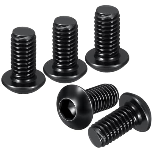 Image of DTGN M6-1x12mm Button Head Socket Cap Screws - 100Pack - Good for Road Bicycle, Mountain Bike, Auto, Motorcycle - Carbon Steel Black Oxide - Hex Drive Fasteners