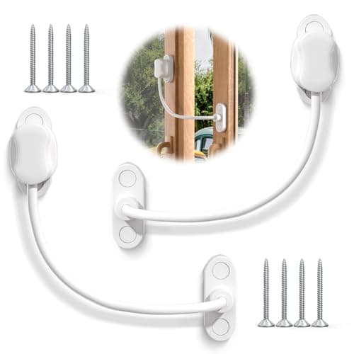 Image of Bwintech 10 Pack White Keyless Window Restrictor, UPVC Window Security Cable Lock Limits Open Spaces to Keep Children Safe and Prevent Injury and Theft