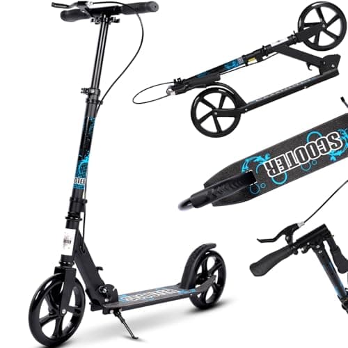 Image of Kick Scooter, 2-Wheel Foldable Adult Scooter with Adjustable Handlebar, Big Wheels ABEC-7 Bearings for Boys & Girls Ages 8-12+