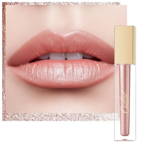 Image of Oulac Metallic Liquid Nude Lip Stain - Lip Gloss & Eyeshadow 2 IN 1, Glitter Long Lasting Lip Color, Waterproof Eyeshadow, Non-Stick Cup Shimmer Lip, Diamond Lipstick for Women,Vegan, 4.5ml, MD01