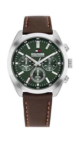 Image of Tommy Hilfiger Chronograph Quartz Watch for Men with Dark Brown Leather Strap - 1710719