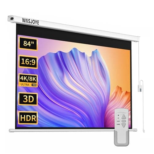 Image of WASJOYE 84"Motorized Projector Screen Electric Diagonal Automatic Projection 16:9 8K HD Movies Screen for Home Theater Cinema Office Video Game Indoor W/Remote Control and Wall/Ceiling Mount