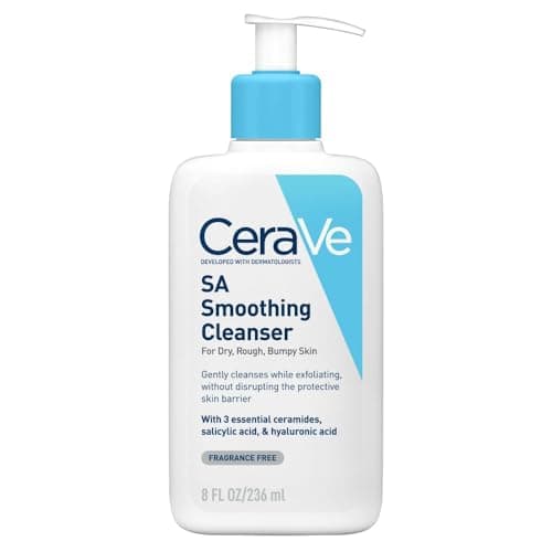 Image of CeraVe SA Smoothing Cleanser with Salicylic Acid, 3 Essential Ceramides & Hyaluronic Acid for Dry, For Rough & Bumpy Skin, Developed with Dermatologists, 236ml
