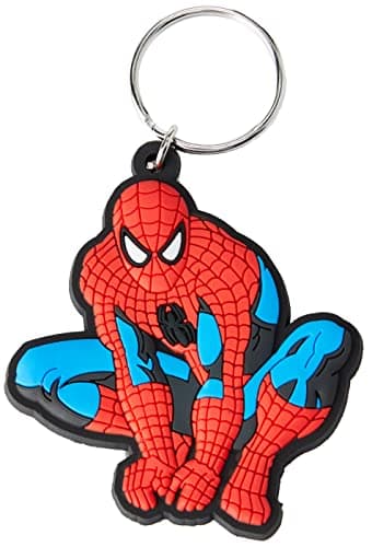 Image of Marvel RK38201C Comics 'Spiderman Crouch' Rubber Keychain, Multicoloured, 40 x 40 cm