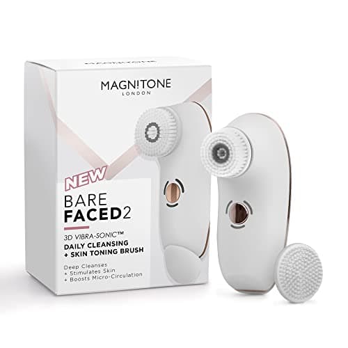 Image of Magnitone London BareFaced 2 Vibra Sonic Face Cleansing and Massaging Brush - USB Rechargeable Electric Facial Brush, White