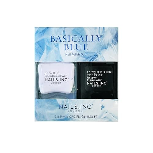 Image of Nails Inc Be Your Inc.redible Self Basically Blue Nail Polish Duo, Top Coat, Fast Drying, Long Lasting, High Shine, Chip Resistant, Air Dry Manicure, Cruelty Free, Vegan, 2 Piece Set
