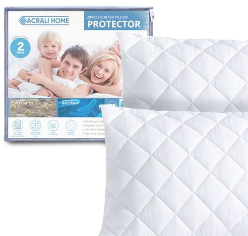 Image of ACRALI HOME Quilted Cushion Protectors, 2 Pieces Zippered - 50x75 cm, Hypoallergenic Pillow Protectors, Soft and Breathable, Luxury Cushion Cover for