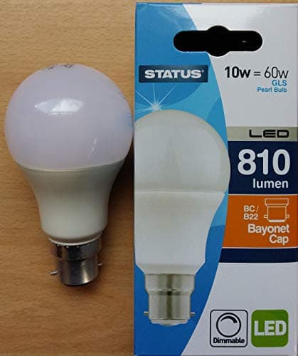 Image of Status 10w 60w Dimmable Led Light Bulb Pearl BC B22 Pack of 1