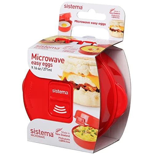 Image of Sistema Easy Eggs Microwave Egg Cooker | 270 ml | Egg Poacher with Steam Release Vent | BPA-Free | Red | 1 Count