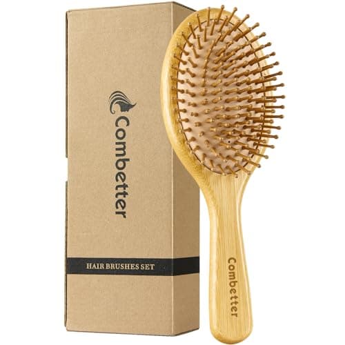 Image of Combetter Hair Brush, Natural Bamboo Paddle Detangling Hairbrush, Eco-Friendly Wooden for Women, Men & Kids, Massage Scalp for Thick/Thin/Curly/Dry Hair