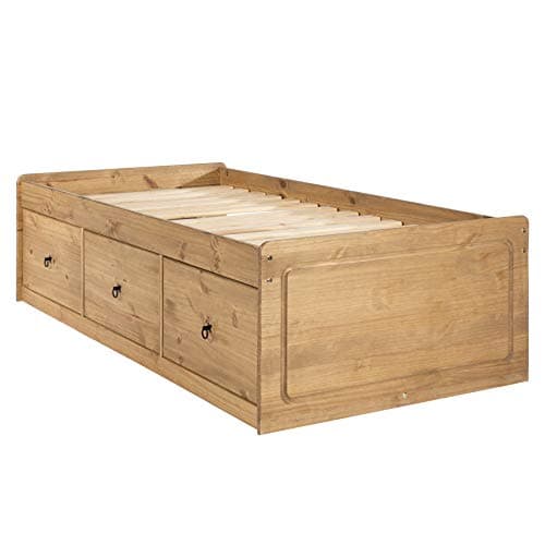 Image of Home Source Corona Cabin Bed, Single 3ft Solid Wood, 3 Drawer Storage Bed, Waxed Pine