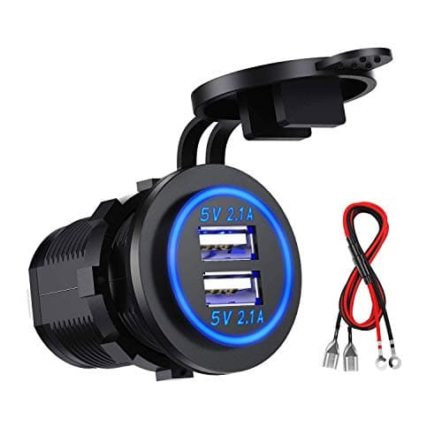 Image of Kibon car USB Socket Charger 12V/24V Waterproof Dual USB Charging Port 60 cm Cable Dual Ports for Car, Motorhome, Boat, Motorbike