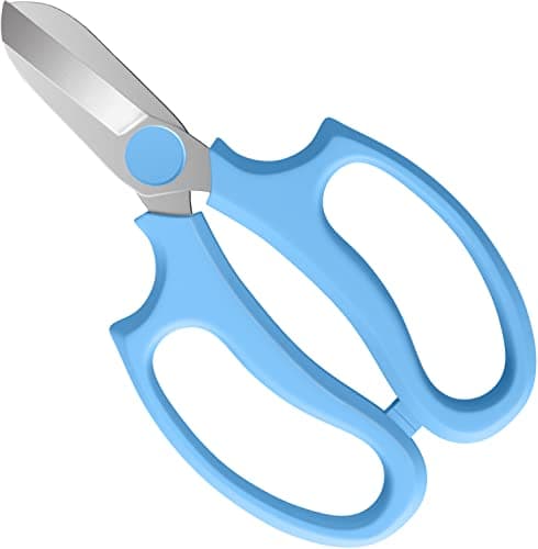 Image of Housolution Floral Shears, Premium Steel Garden Pruning Shears Floral Fruits Leaf Scissors Hand Pruner Snip Trimming Tool for Gardening Flower Arrangement, Light Blue