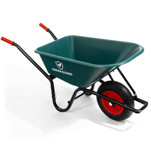 Image of GreenGuard 100L Heavy Duty Garden Wheelbarrow - 250kg Large Capacity Durable Wheel barrow with Pneumatic Tyre, Steel Frame Garden Trolley Cart for Garden, DIY, Builders & Outdoor Tasks