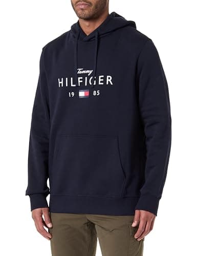 Image of Tommy Hilfiger Men BRAND LOVE BIG HILFIGER HOODIE MW0MW41427 Pullover Hoodie, BLUE, L