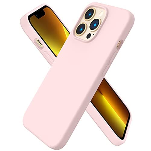 Image of ORNARTO Compatible with iPhone 13 Pro Case 6.1, Slim Liquid Silicone 3 Layers Full Covered Soft Gel Rubber Case Cover 6.1 inch-Chalk pink
