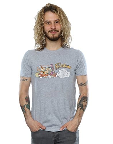 Image of the flintstones Men's Family Car Distressed T-Shirt Large Sport Grey