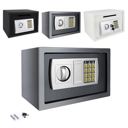 Image of Safes for Home Fireproof with 2 Manual Override Keys, 8.5L Security Safe Cash Box with Double Digital Keypad and Safety Key Lock Cabinet Safes, Grey, 7.88"H x 7.88"W x 12.21"L