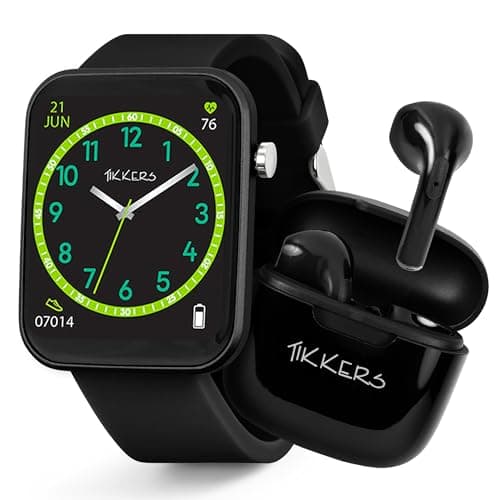 Image of Tikkers Smart Series 13 - Black Silicone Strap Smart Watch & Earbuds Set TKS13-0032-SET