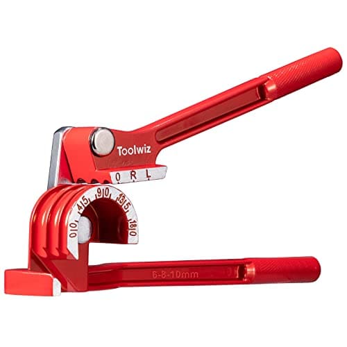 Image of Toolwiz 3-in-1 Manual Pipe Bender 6-8-10mm 180 Degree Tube Bender 1/4'' 5/16'' 3/8'' Heavy Duty ACR Refrigeration System Flexible Copper, Aluminum, Brass Pipes Bending - Red