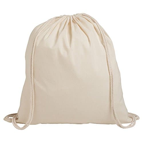 Image of eBuyGB Cotton Drawstring Rucksack Children's Backpack, 2.7 L, Natural