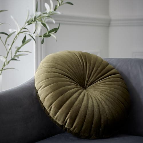 Image of Catherine Lansfield Round Cushion Soft Touch 40x40cm Cushion Olive Green
