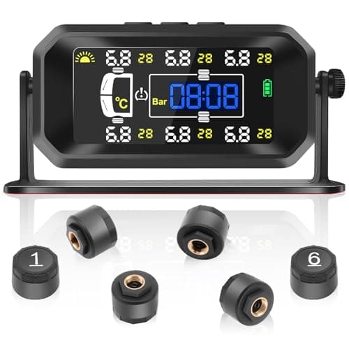 Image of Avutrel TPMS Tyre Pressure Monitoring System for HGV, Caravan, Coache, Motorhom,6 Wheel Sensors, 8bar/116psi Max Pressure & Temperature Monitoring (Upgraded for Commercial Vehicles),Solar/USB Charging