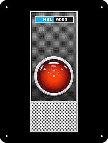 Image of Funny Tin Sign - HAL 9000 of 2001 Space Odyssey Reproduction 8"x12"