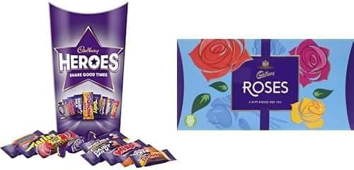 Image of Cadbury Chocolate Gifting Bundle Includes 290 g Heroes Carton & 275 g Roses Carton, Perfect for Celebrations, Gifting & Everyday Treats