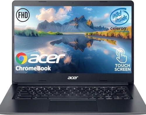 Image of acer Chromebook Laptop - 14 Inches FHD - Touchscreen - IPS Display - 4GB LPDDR4 RAM - 64GB eMMC Storage - Intel Celeron Dual-Core Processor - Charcoal Black - 12.5 Hours Battery Life - 720p Webcam