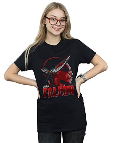 Image of Marvel Women's Avengers Infinity War Falcon Character Boyfriend Fit T-Shirt Black Small