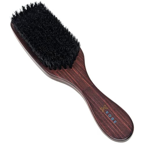 Image of Kobe Astaire Large Club Detangle Hair Brush with Natural Boar Bristle - Dark Wood long Handle with Ridged Back. Ideal Beard or hair brush that oozes quality. A great hairbrush for men or women.