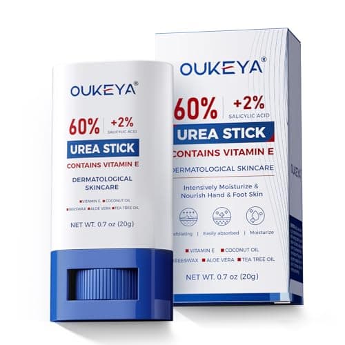 Image of OUKEYA 60% Urea & 2% Salicylic Acid Foot Stick, Intensive Urea Balm for Dry, Rough Skin, Cracked Heels & Calluses, Nourishing Formula with Shea Butter & Botanical Oils, 20g