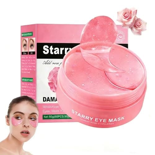 Image of 60 Pcs Rose Under Eye Gel Patches–Collagen Hydrating Soothing Under Eye Masks for Dark Circles,Puffiness & Wrinkles,Fine Lines,Cooling Brightening Eye Patches Skincare for Women & Men-Pink
