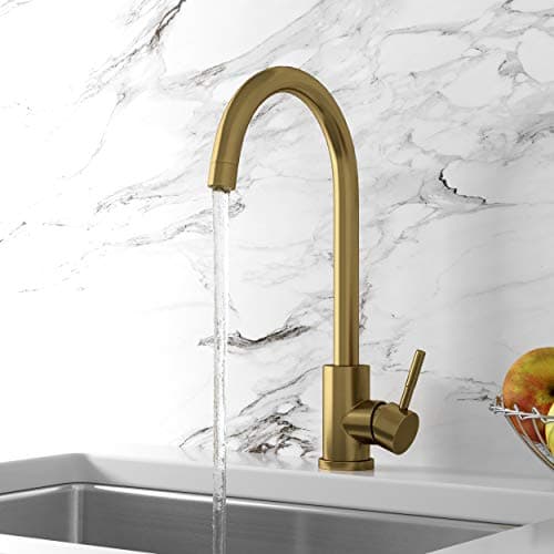 Image of Bronx Kitchen Sink Mixer Tap - Brushed Brass Finish Single Lever