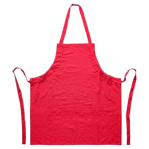 Image of Nicola Spring Cotton Kitchen Bib Apron with Waist Ties - One Size - Red - 1x Adult Cooking BBQ Catering Baking Cleaning School Chef Home Work Aprons for Men, Women