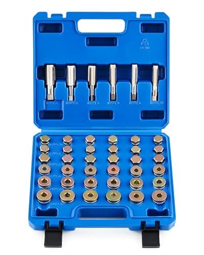 Image of Orion Motor Tech Oil Drain Plug Repair Kit, 150 Piece Metric Oil Drain Pan Thread Repair Kit with Crush Washers Thread Taps Drain Plugs and Carry Case, Rethreading Tools in M13 M15 M17 M20 M22 Sizes