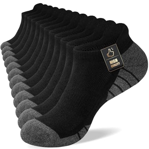 Image of Cirorld Running Trainer Socks for Men Women, 6 Pairs Anti-Blister Cushioned Socks, Breathable Cotton Ankle Sock, Sports Short Sock for Walking, Hiking, Cycling, Black 3-5