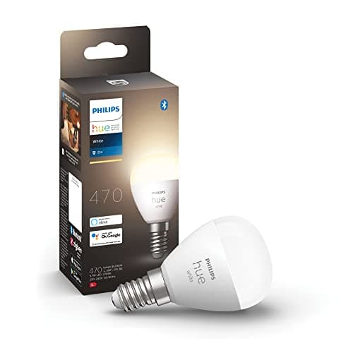 Image of Philips Hue White Smart Light Bulb Lustre [E14 Small Edison Screw] with Bluetooth. Works with Alexa, Google Assistant, Apple Homekit