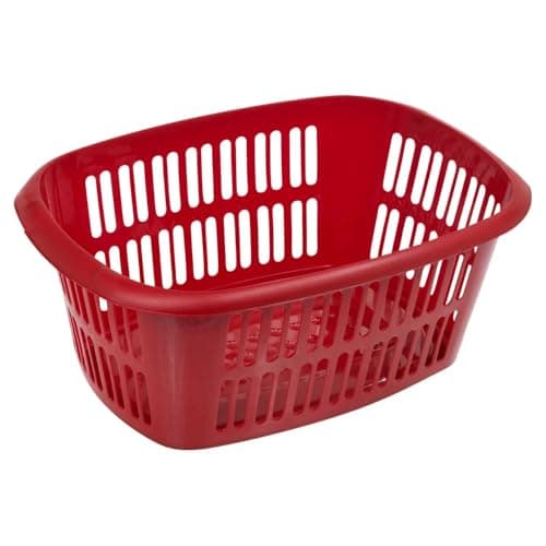 Image of Amee Houseware 40L Rectangular Laundry Basket – Durable Plastic Washing Basket with Handles – Multi-Purpose Home Storage Box For Laundry & More (Red)