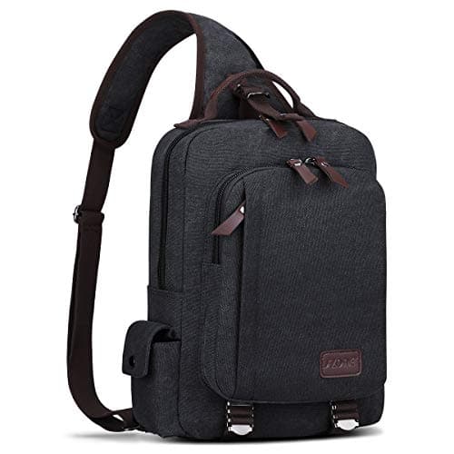 Image of S-ZONE 14 Inch Laptop Shoulder Backpack Daypack Messenger Single Crossbody Chest Sling Bag Canvas Casual Satchel Outdoor for Men