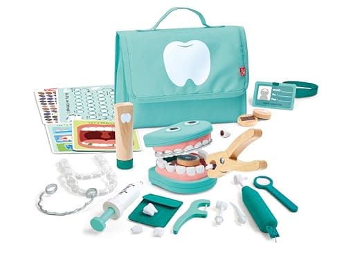 Image of Hape Super Smile Dental Clinic Set | Educational Dentist Role-Play Kit with Vibrating Toothbrush, Removable Teeth and Accessories | For 3 Years +