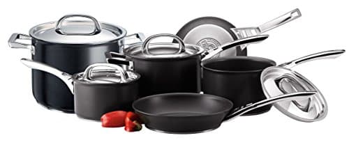 Image of Circulon Infinite Induction Hob Pan Set - 6 Piece Non Stick Pots and Pans Sets with Stainless Steel Lids & Handles, Premium Dishwasher Safe Cookware, Black
